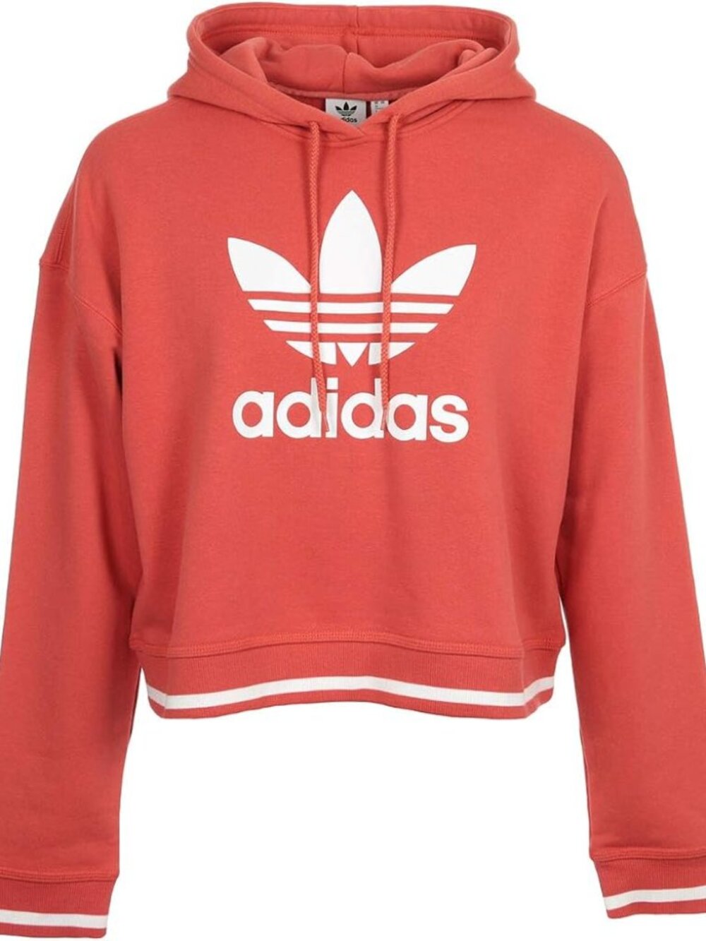 Adidas Women's Coral Pink Original Active Icon Bold Cropped Hoodie Size XS